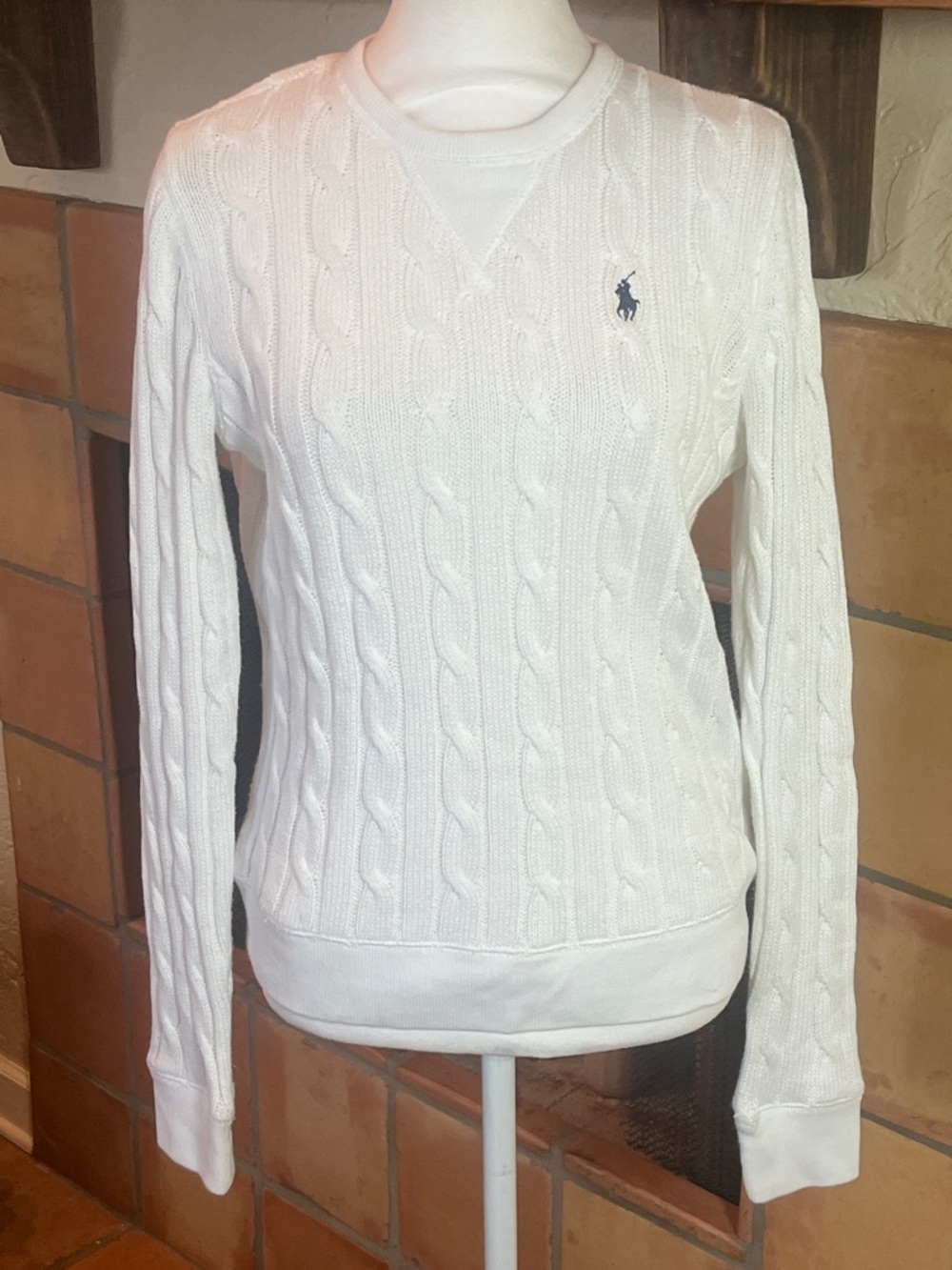 Ralph Lauren White Cable Knit Sweater, size M